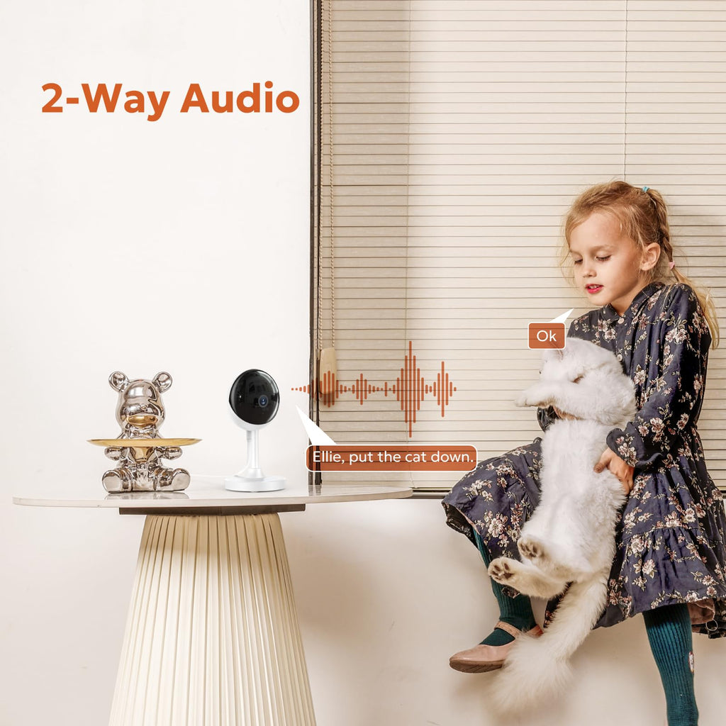 owltron Indoor Security Camera, 2K 3MP Cameras for Home Security with Motion Detection, Pet Cam & Baby Monitor with Night Vision, 2.4 GHz WiFi Two-Way Talk, Cloud/SD Storage, Compatible with Alexa