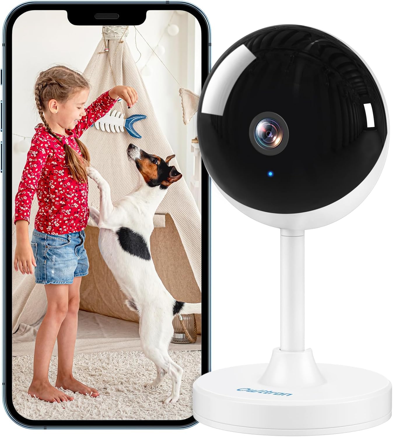 owltron Indoor Security Camera, 2K 3MP Cameras for Home Security with Motion Detection, Pet Cam & Baby Monitor with Night Vision, 2.4 GHz WiFi Two-Way Talk, Cloud/SD Storage, Compatible with Alexa