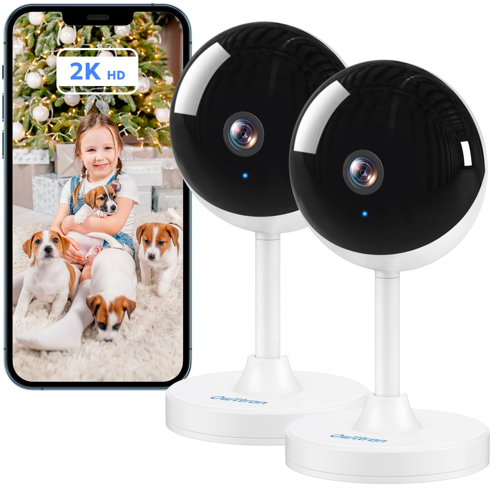 owltron Indoor Security Camera, 2K 3MP Cameras for Home Security with Motion Detection, Pet Cam & Baby Monitor with Night Vision, 2.4 GHz WiFi Two-Way Talk, Cloud/SD Storage, Compatible with Alexa