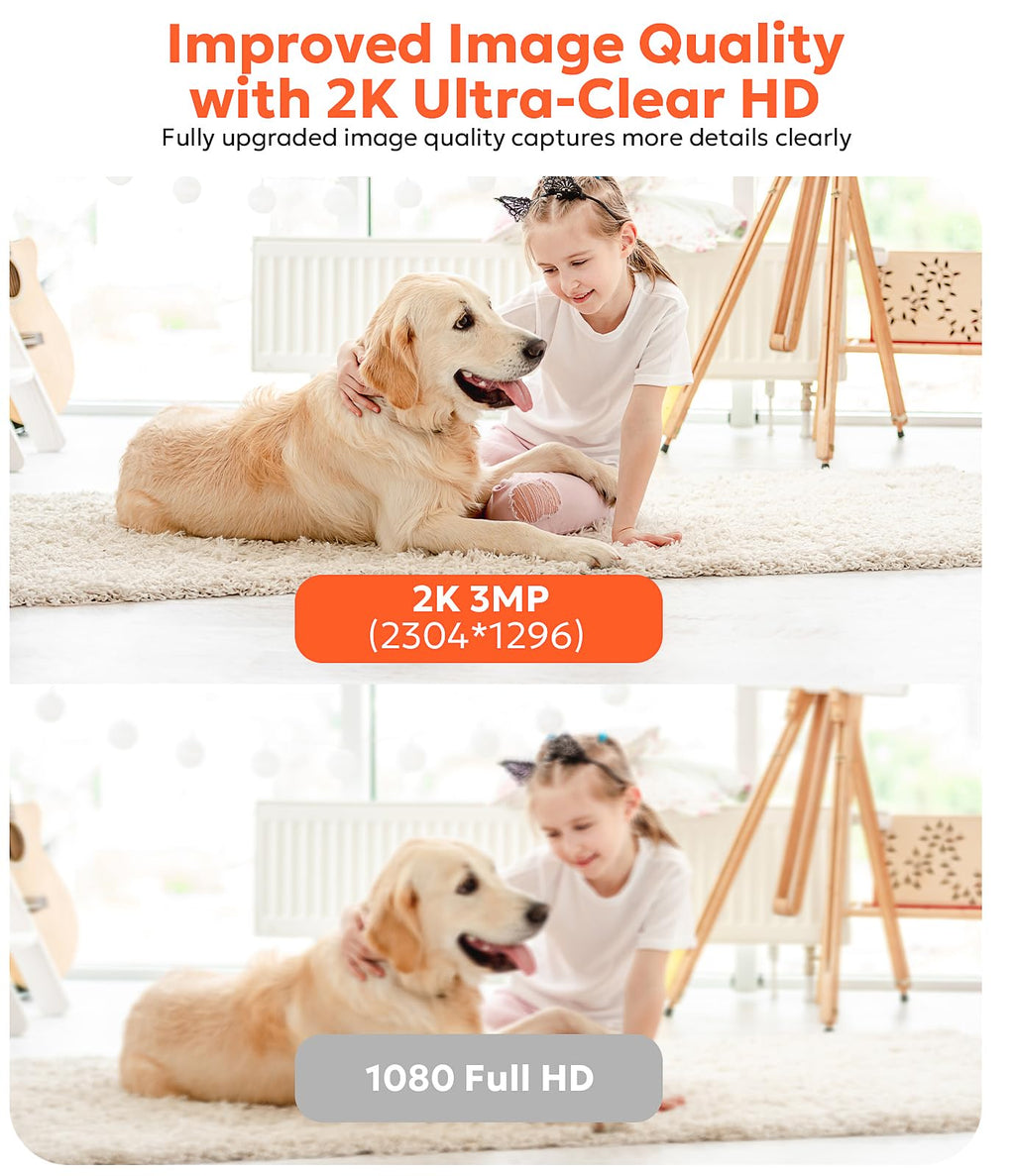 owltron Indoor Security Camera, 2K 3MP Cameras for Home Security with Motion Detection, Pet Cam & Baby Monitor with Night Vision, 2.4 GHz WiFi Two-Way Talk, Cloud/SD Storage, Compatible with Alexa